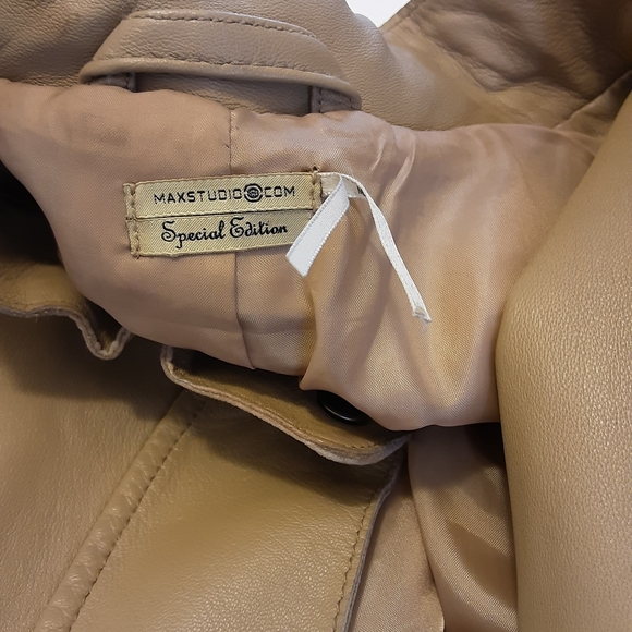 MAX Studio Special Edition Tan Leather Utility Jacket. - Picture 6 of 7